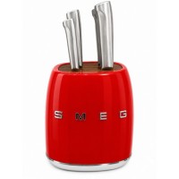 Набір ножів SMEG з підставкою, 7 предметів, червоний