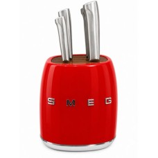 Набір ножів SMEG з підставкою, 7 предметів, червоний