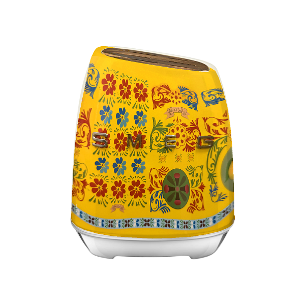 Кухонний набір ножів SMEG Dolce&Gabbana, жовтий, з підставкою — 7 предметів