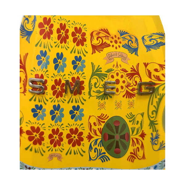 Кухонний набір ножів SMEG Dolce&Gabbana, жовтий, з підставкою — 7 предметів