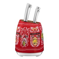 Кухонний набір ножів SMEG Dolce&Gabbana, червоний, з підставкою — 7 предметів
