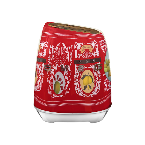Кухонний набір ножів SMEG Dolce&Gabbana, червоний, з підставкою — 7 предметів