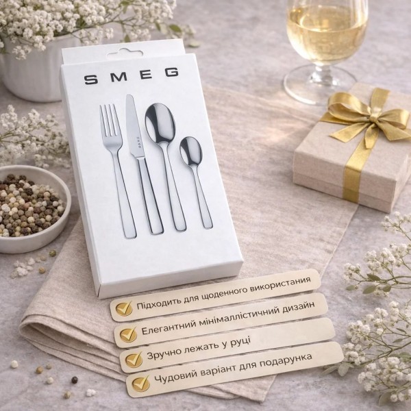 Набір столового приладдя SMEG Dinner Cutlery, 4 предмети, на 1 особу