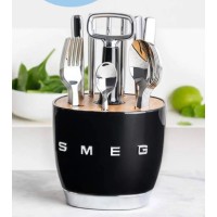 Органайзер Smeg Caddy Black з набором столових приборів