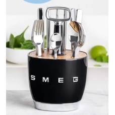 Органайзер Smeg Caddy Black з набором столових приборів