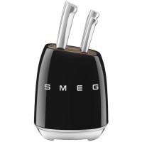 Набір кухонних ножів SMEG із підставкою (7 предметів, чорний глянцевий)