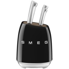 Набір кухонних ножів SMEG із підставкою (7 предметів, чорний глянцевий)