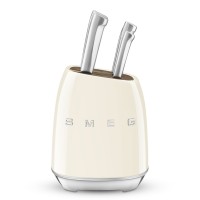 Набір ножів SMEG з підставкою, 7 предметів, кремовий