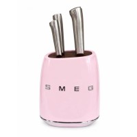 Ножі кухонні SMEG з підставкою, комплект 7 предметів, рожевий