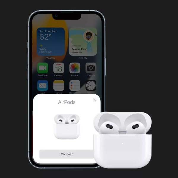 Навушники Bluetooth Apple AirPods 3 MME73ZM/A, білі, із зарядним кейсом
