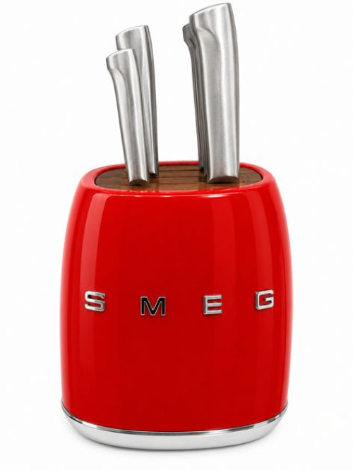 Кухонні ножі SMEG з підставкою, 7 предметів, червоний