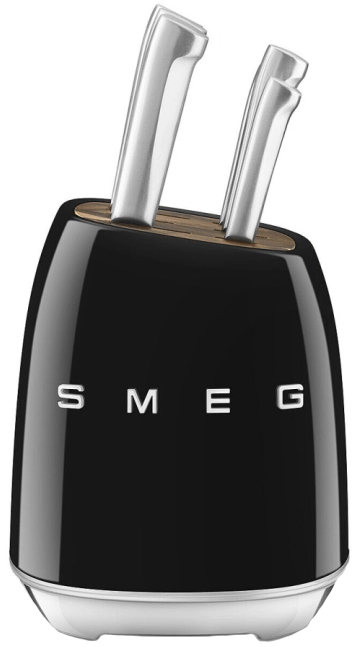 Кухонні ножі SMEG з підставкою, 7 предметів, чорний